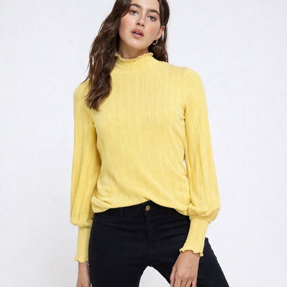 Intricate Knit Mock Neck Long Sleeve Top_NWT